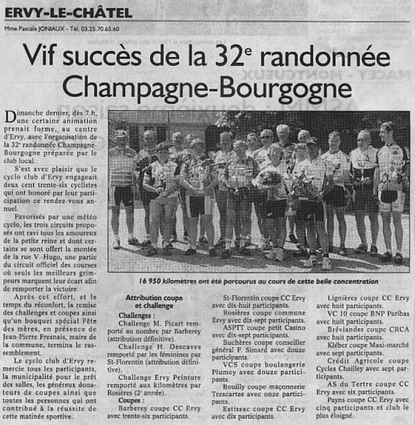 Randonnée Champagne Bourgogne (06/06/2004)